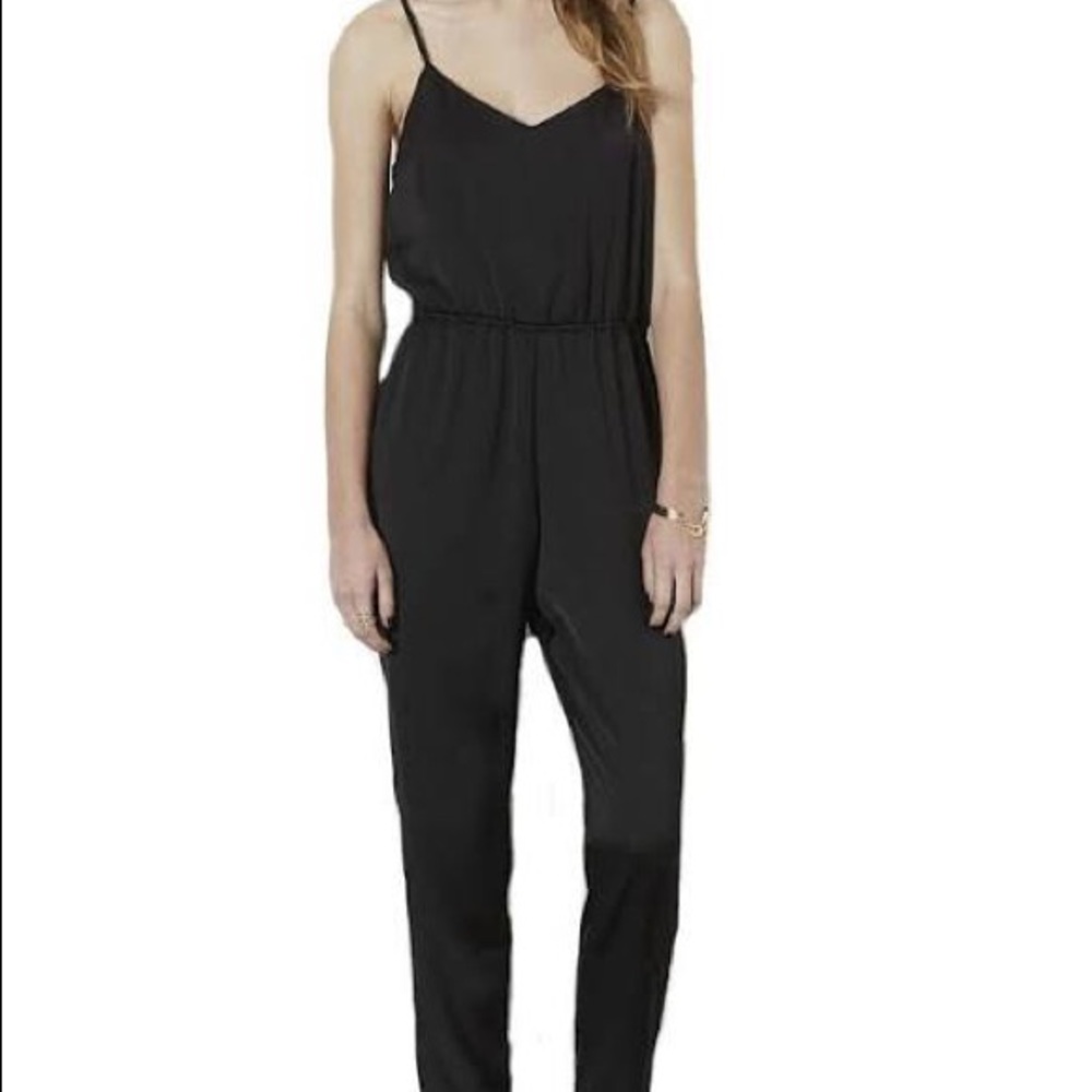 Topshop black v-neck thin strapped jumpsuit